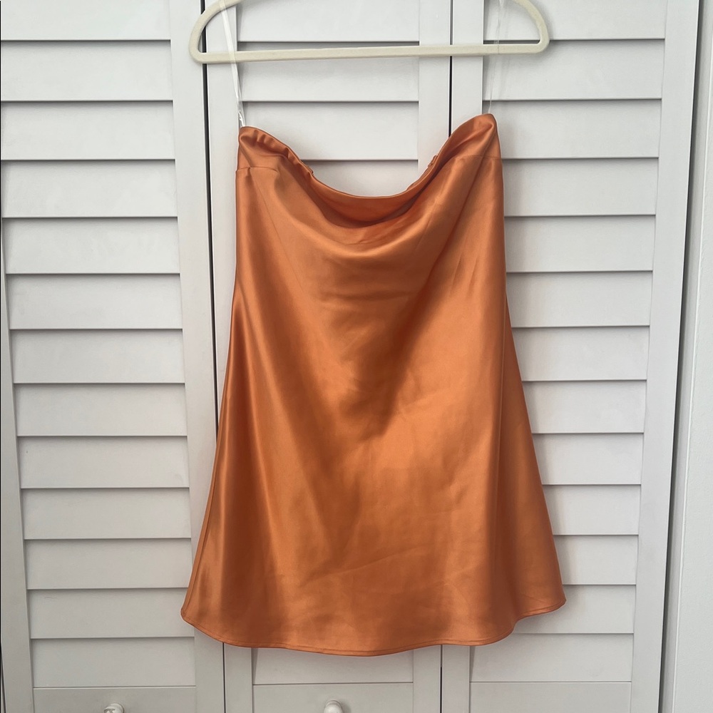 Strapless Slip Dress in Orange